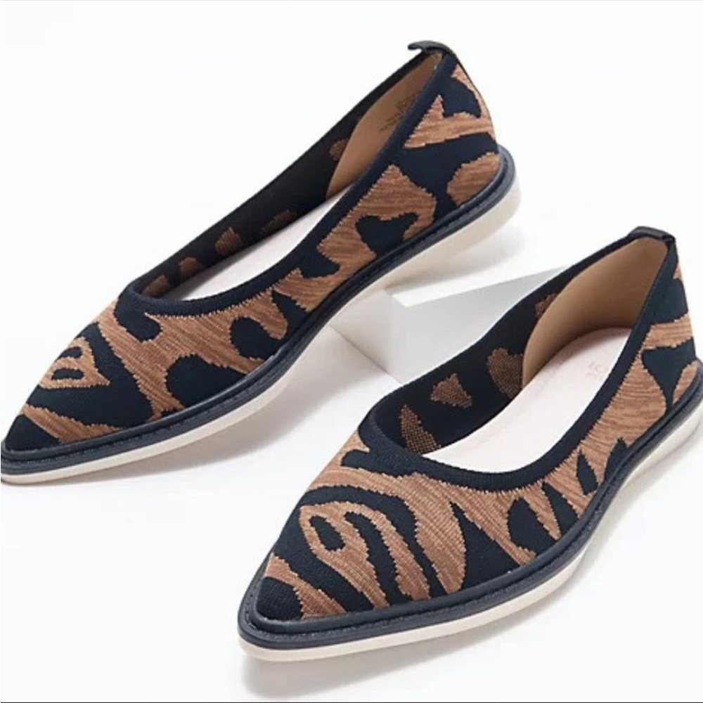 NEW! LOUISE ET CIE Flats Washable Knit Pointed Toe Slip-On Black Brown Size 5.5